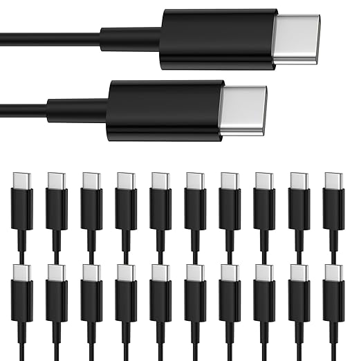 Smays USB C to USB C Cable 20-Pack Bulk, 3ft Type C Charging and Data Cord Multipack Black