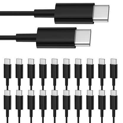 Smays USB C to USB C Cable 20-Pack Bulk, 3ft Type C Charging and Data Cord Multipack Black