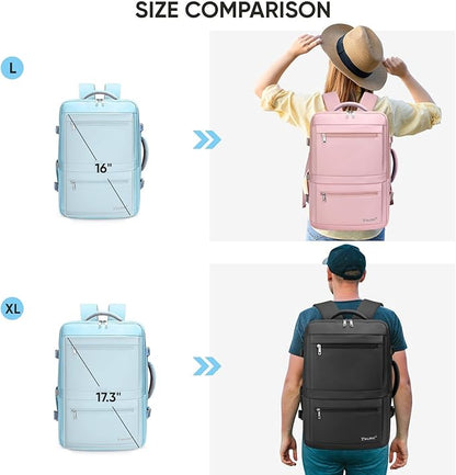 BALEINE Travel Backpack for Women Men, Large Sturdy Carry On Laptop Backpack Gifts for Business, Casual, Weekender, Hiking (XL, Light Blue)