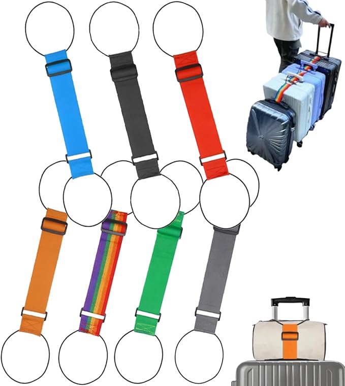 Multi Use Strong Adjustable Luggage Connector Straps, Luggage Straps for Suitcases, Elastic Rope,Adjustable Buckle, Waterproof and Wear-Resistant, Packing Tips for Travel (1set)
