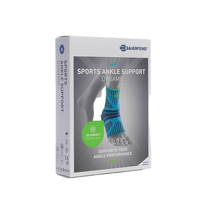Bauerfeind Sports Ankle Support Dynamic - Ankle Compression Sleeve for Freedom of Movement - 3D AirKnit Fabric for Breathability - Premium Quality & Washable (XL, All Black)