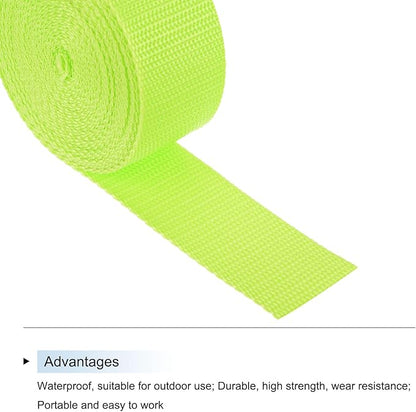 MECCANIXITY Lightweight Polypropylene Webbing Strap 1 1/2" 5 Yard Backpack Strapping Band Lime Green for Outdoor Luggage Cargo Straps