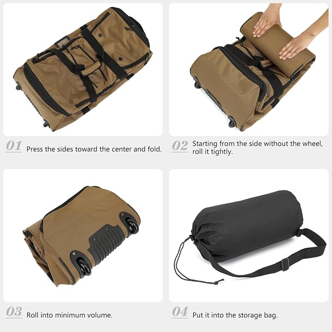Extra Large Rolling Travel Duffle Bag with Wheels Shoes Compartment Wet Pocket 85-100L Big Expandable Duffel Bag for Men Women Heavy Duty Foldable Collapsible Luggage Camping, Brown