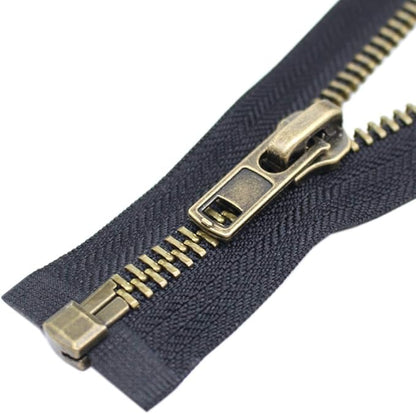 YaHoGa #8 19 Inch Antique Brass Separating Jacket Zipper Metal Zipper Heavy Duty Metal Zippers for Jackets Sewing Coats Crafts (19" Anti-Brass)