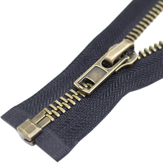 YaHoGa #8 9 Inch Antique Brass Separating Jacket Zipper Metal Zipper Heavy Duty Metal Zippers for Jackets Sewing Coats Crafts (9" Anti-Brass)