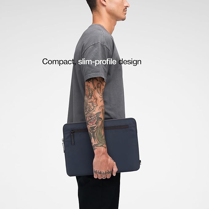 Incase Compact Laptop Sleeve with Flight Nylon - 14-inch MacBook/Laptop & iPad/Tablet Sleeve - Faux Fur Lining, Lightweight, Durable, Weather Resistant, Slip Pocket for Accessories - Navy