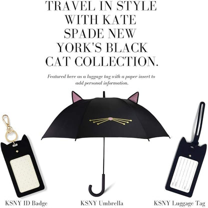 Kate Spade New York Silicone Luggage Tag with Durable Strap, Black Cat