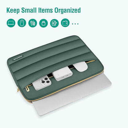 MOSISO 15-15.6 inch Laptop Case, 16 inch Puffy Laptop Sleeve Compatible with MacBook Pro 16, HP Dell ASUS Acer Toshiba Lenovo Notebook Computer, Polyester Horizontal Bag with Small Case, Emerald Green