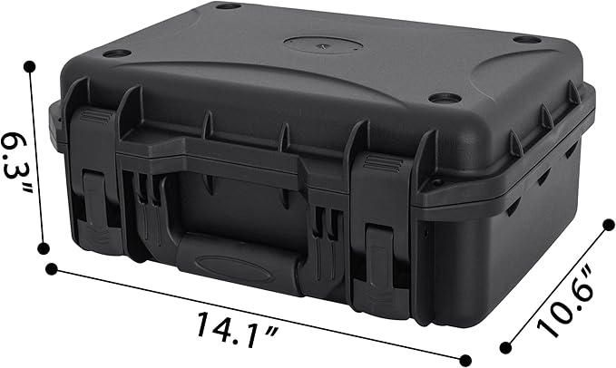 Hard Case with IP67 Waterproof Shockproof Tool Box for Microphone, Drones, Camera, Equipments, Portable Storage Case, 14 x 10.6 x 6.3 Inch