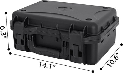 Hard Case with IP67 Waterproof Shockproof Tool Box for Microphone, Drones, Camera, Equipments, Portable Storage Case, 14 x 10.6 x 6.3 Inch