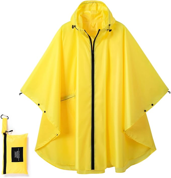 Fashion Hooded Rain Poncho Waterproof Raincoat Jacket with pocket for Women/Men/Adult
