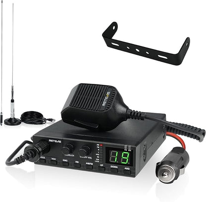 Retevis MB2 40-Channel AM/FM CB Radio Kit, Long Range Radio with Antenna for Trucker Stop, Emergency Channel 9/19, VOX, Easy to Use, with Cigarette Lighter Fixed-Mount