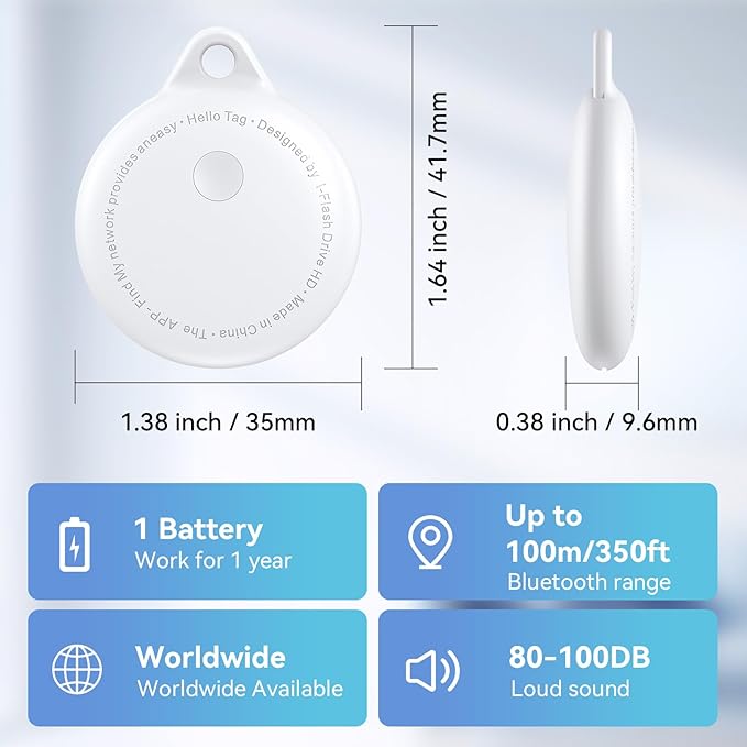 Smart Tags-4 Pack, Smart Bluetooth Tracker Work with Apple Find My, Key Finders and Find My Tracker, Game Changer Waterproof Smart Tag with Key Ring Tracker Tag for Keys/Luggage/Wallet