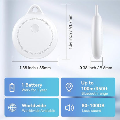 Smart Tags-4 Pack, Smart Bluetooth Tracker Work with Apple Find My, Key Finders and Find My Tracker, Game Changer Waterproof Smart Tag with Key Ring Tracker Tag for Keys/Luggage/Wallet