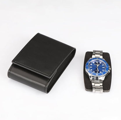 Leather Watch Pouch - Travel Watch Case with Velvet Lining, Protective Storage for Both Men and Women | Christmas Gift for Business Travel and Office Occasions (Single Watch Box)