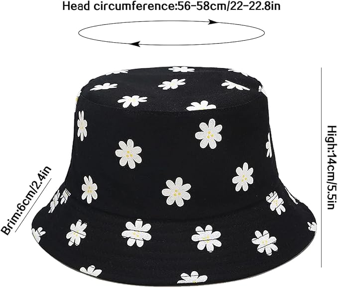 XYIYI Cute Bucket Hat Beach Fisherman Hats for Women, Reversible Double-Side-Wear