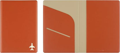 Fenice Plain Simple Passport Cover Holder Wallet Case for Travel Essential RFID Blocking Vegan Leather Waterproof (ORANGE)