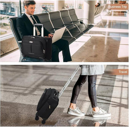 Lekebobor Rolling Laptop Bag Rolling Laptop Briefcase on Wheels for Women Fits Up to 15.6Inch computer Bags Water Resistant for Work Travel and Business, Black