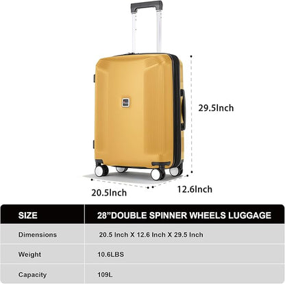 Luggage Sets 3 Piece, Lightweight Expandable PC Hardside Durable Suitcases with Spinner Wheels & TSA Lock, 20/24/28 Inch, Yellow