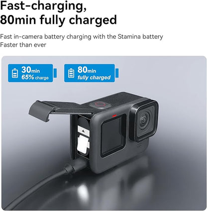 TELESIN 2-Pack Enduro Battery Charger for Hero 12 Hero 11 Hero 10 Hero 9, Long Lasting Batteries as Original Official + Pocket Fast Charge Charging Case for 12 11 10 9 Black Accessories