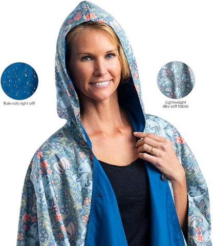 RainCaper Womens Rain Cape Poncho Coat Jacket with Hood Reversible Gorgeous Ultrasoft