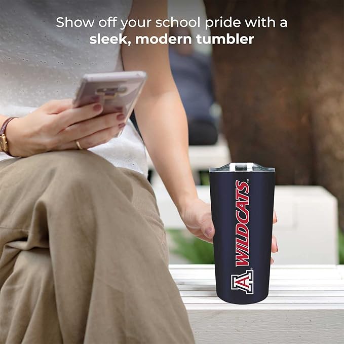 Campus Colors NCAA Stainless Steel Tumbler perfect for Gameday - 18 oz - Double Walled - Keeps Drinks Perfectly Insulated (Arizona Wildcats - Navy)