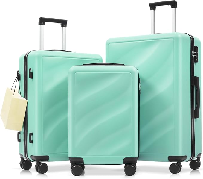 Merax Luggage Set 3 Piece, Lightweight Durable ABS Suitcases with Spinner Wheels and TSA Lock, Carry-on & Checked Travel Luggage