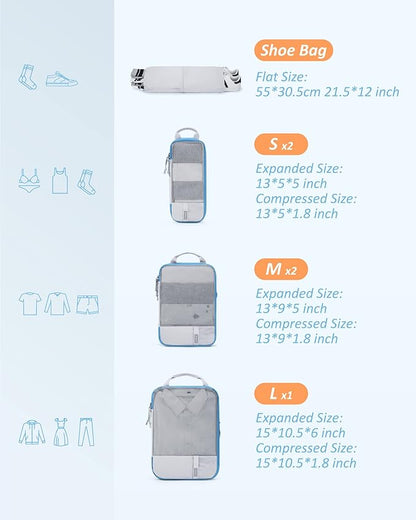 BAGSMART 6 Set /4 Set/2 Set Compression Packing Cubes for Travel, Lightweight Luggage Organizer Bags, Durable Space Saver Bags Travel Essentials