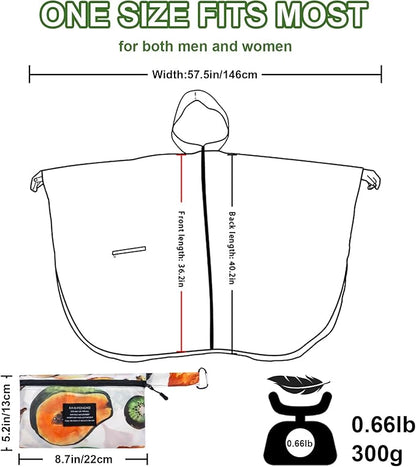 Hooded Rain Ponchos for Adult - Rain Coat and Rain Jacket with Waterproof Pocket and Zipper