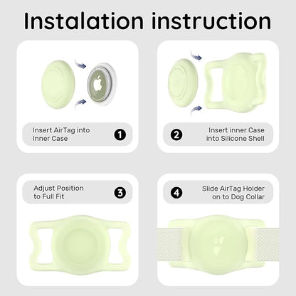 for AirTag Dog Collar Holder, Dog Air Tag Holder, IP68-Waterproof | Lightweight Silicone | Anti-Lost | Ultra-Durable | Compatible with Apple AirTags (Luminous)