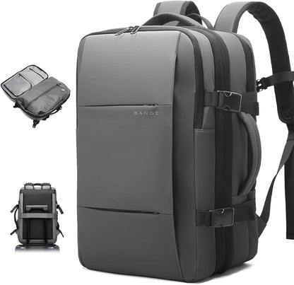 BANGE Backpack with Anti-Theft Vacuum Compression Travel Backpack,Expandable Backpacks with Pump for Airplanes