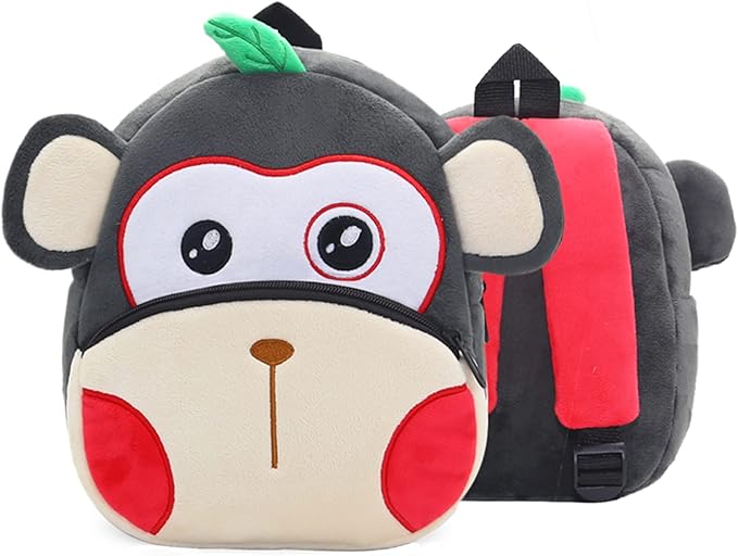 KISSOURBABY Zoo Toddler Kids Backpacks Cute Plush Little Girls Boys,Monkey
