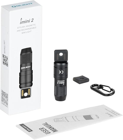 OLIGHT IMINI 2 EDC Rechargeable Keychain Flashlight, 50 Lumens Compact and Portable Mini LED Keyring Lights with Built-in Battery Ideal for Everyday Carry and Emergencies (Black)