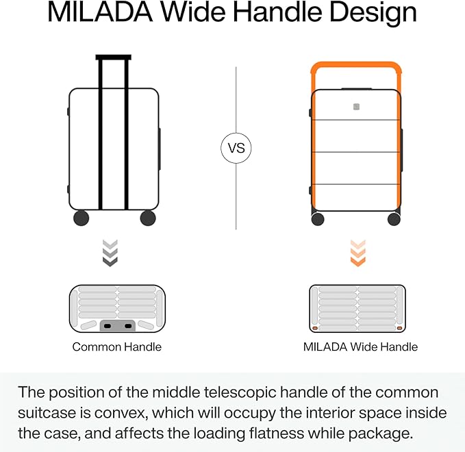 MILADA Wide Handle Luggage with Front Pocket Hardshell Aluminium Check In Suitcase with Wheels Medium 24 Inch Front Opening Checked Luggage with Spinner Wheels TSA Approved Luggage, Blackish Green