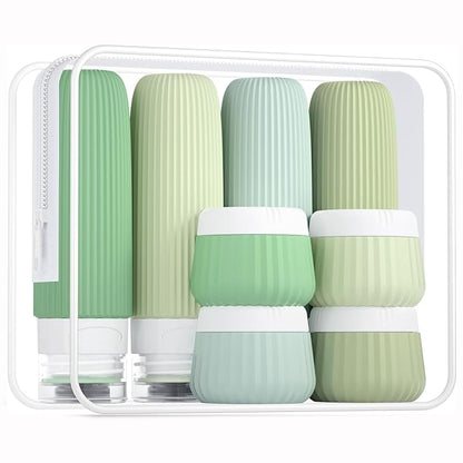 Travel Bottles 8 Pack, TSA Approved 3 oz Travel Containers with Clear Bag, Leak Proof Silicone Squeezable Essentials Jars