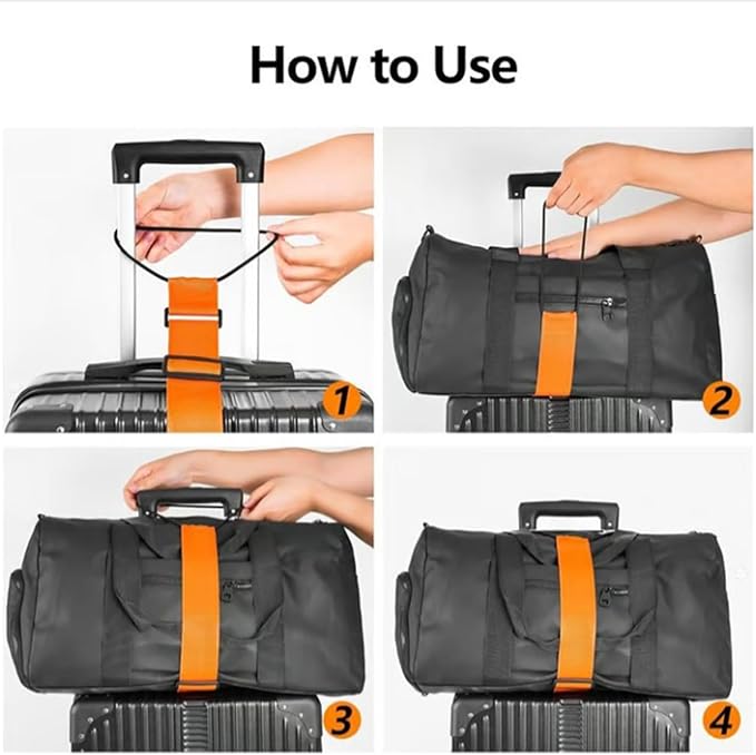 Multi Use Strong Adjustable Luggage Connector Straps, Flexible and Adjustable Luggage Strap, Luggage Connector Straps for Suitcases, Secure Stacking&Hands-Free Travel, Easy to Identify Travel (4Pcs/3)