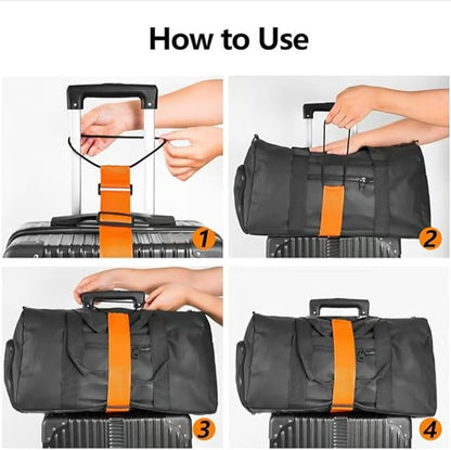 Multi Use Strong Adjustable Luggage Connector Straps, Flexible and Adjustable Luggage Strap, Luggage Connector Straps for Suitcases, Secure Stacking&Hands-Free Travel, Easy to Identify Travel (6Pcs/2)