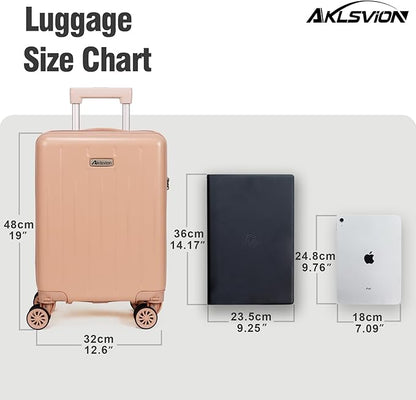 18-inch Carry-on Boarding Luggage: Equipped with Movable Wheels, TSA Approved,Under the Seat, Hard Shell Construction, Lightweight Bag with Essential Accessories (Baby Pink)