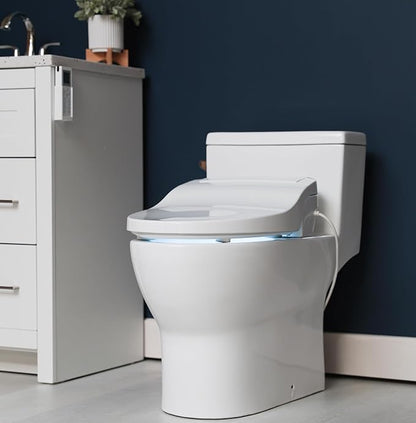 ALPHA BIDET JX2 Round Bidet Toilet Seat, White, Endless Warm Water, *NEW* Bowl Mist, LED Light, Quiet Operation, Wireless Remote, Stainless Steel Nozzle, Sittable Lid, 3 Year Warranty