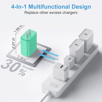 USB C Charger Block,40W USB C Charger Cube,Type C Charging Block,USB Wall Chargers Dual Port PD+QC Charging Cube for iPhone 16 15 14 13 12 11 Pro Max XS,iPad, Samsung Phone,Tablet(Green)