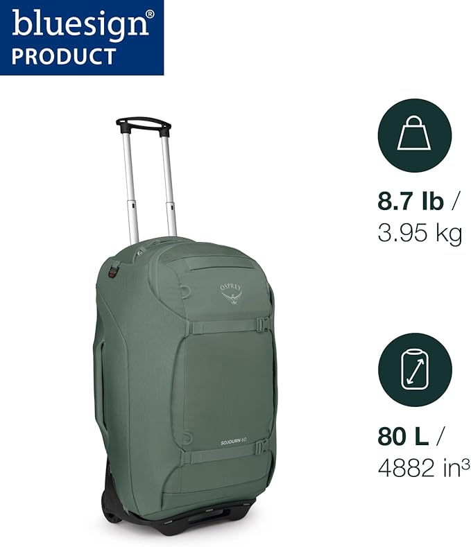 Osprey Sojourn 28"/80L Wheeled Travel Backpack with Harness, Koseret Green