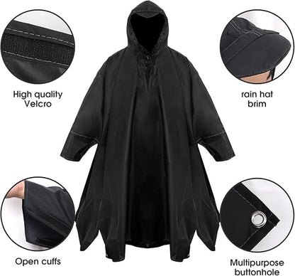 Unisex Rain Poncho for Adults, Hooded Waterproof Raincoat Jacket for Hiking, Camping and Outdoor