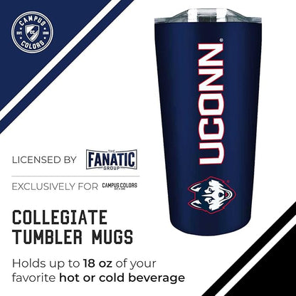 Campus Colors NCAA Stainless Steel Tumbler perfect for Gameday - 18 oz - Double Walled - Keeps Drinks Perfectly Insulated (UCONN Huskies - Navy)