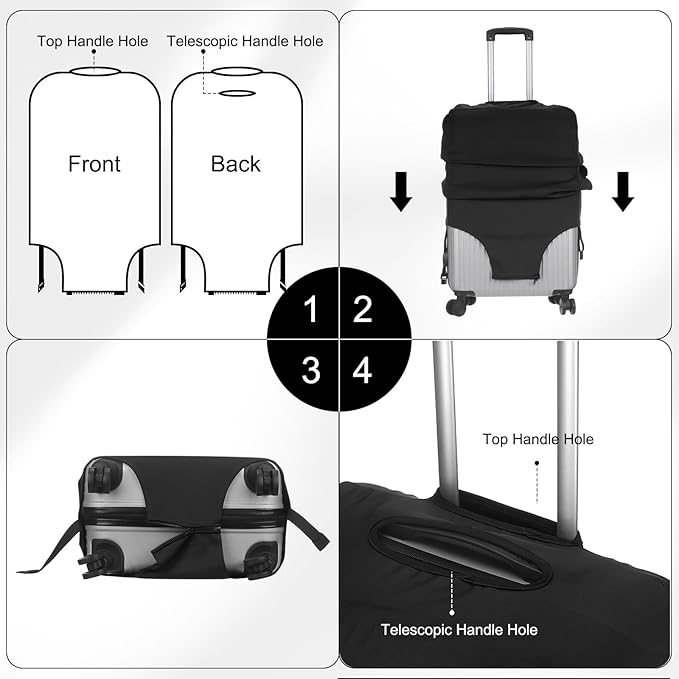 uxcell Travel Luggage Cover, Washable Suitcase Covers for Luggage Anti-scratch Suitcase Protector Elastic Baggage Protective, Fits 26-28 Inch Suit Case, Black