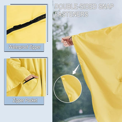 Fashion Hooded Rain Poncho Waterproof Raincoat Jacket with pocket for Women/Men/Adult