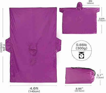Cosmine Hooded Rain Poncho for Adult with Pocket, Waterproof Lightweight Unisex Raincoat Jacket for Hiking Camping Emergency