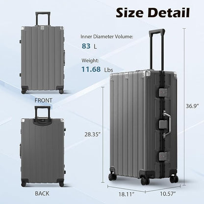 Krute Luggage Sets 2 Pieces 20 28 Inch Aluminum Frame Luggage With Wheels Hardside PC No Zipper Suitcase with USB Charger