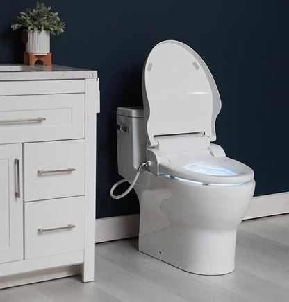 ALPHA BIDET JX2 Round Bidet Toilet Seat, White, Endless Warm Water, *NEW* Bowl Mist, LED Light, Quiet Operation, Wireless Remote, Stainless Steel Nozzle, Sittable Lid, 3 Year Warranty