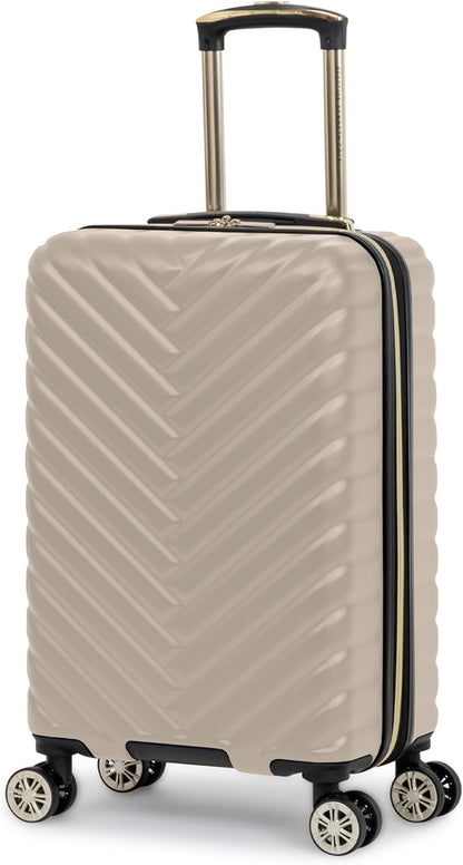 Kenneth Cole REACTION Madison Square Lightweight Hardside Chevron Expandable Spinner Luggage, Taupe, 20-Inch Checked