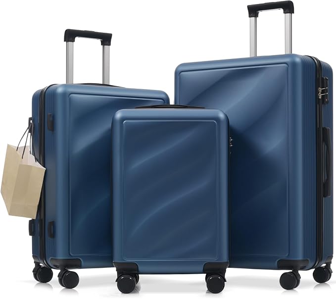 Merax Luggage Set 3 Piece, Lightweight Durable ABS Suitcases with Spinner Wheels and TSA Lock, Carry-on & Checked Travel Luggage